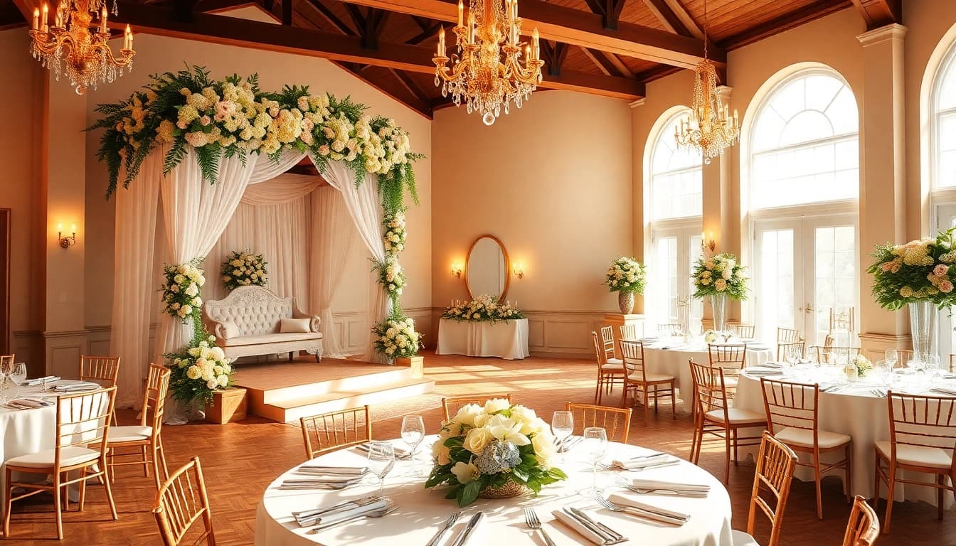 Experience the elegance of a Jacksonville Wedding Venue with stunning floral decor and a luxurious setting.