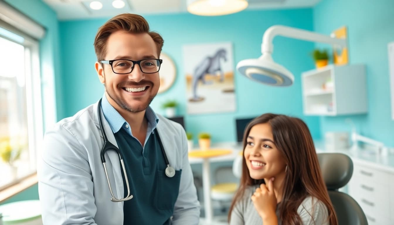 Orthodontist Edmonton helping a patient in a welcoming clinic atmosphere.