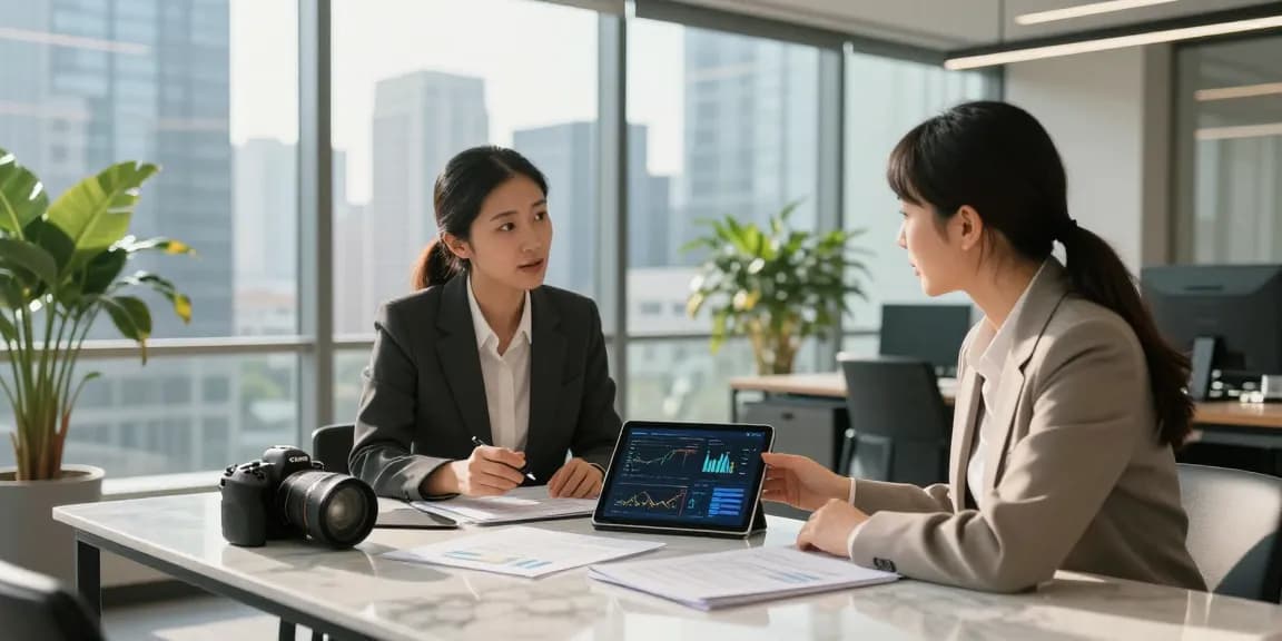 Consultant advising client on 소액결제현금화 strategies in a modern office setting.