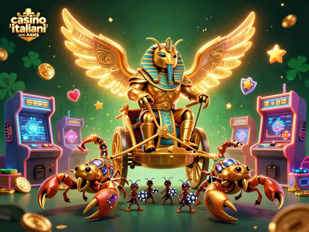 Scopri i casino italiani non AAMS e le loro opportunità di gioco avvincenti con un scarabeo gigante in scena.