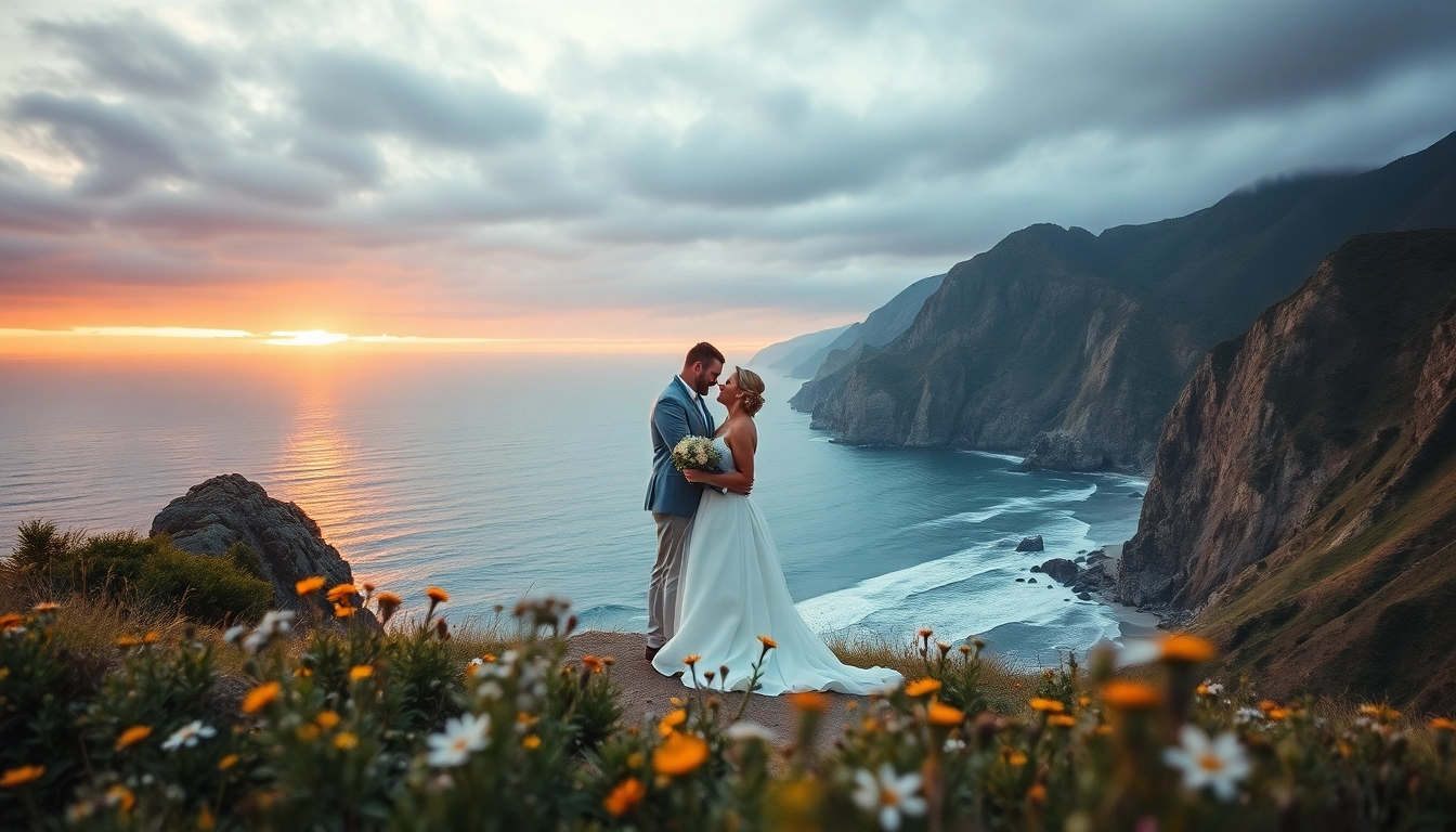 Couple embracing during a Big Sur wedding photography session against a stunning ocean backdrop.