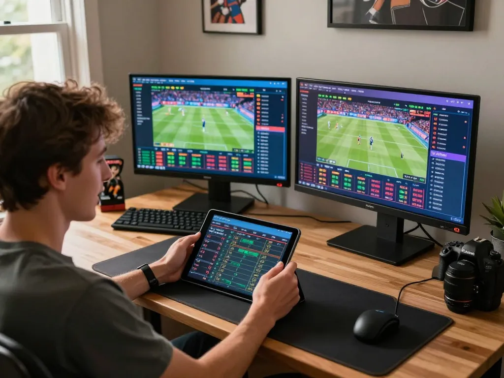 Engaging online sports betting experience at FUN79 com with a user placing bets and analyzing odds.