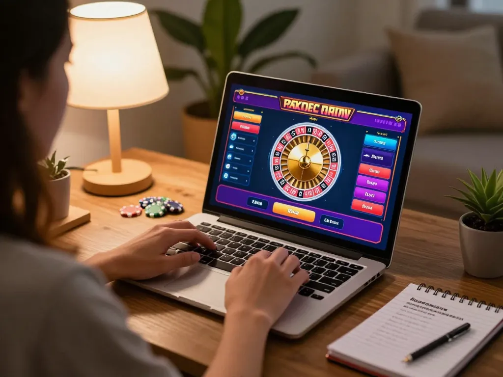 Engaging online gaming experience in a casino senza licenza aams setting, featuring a player at home.