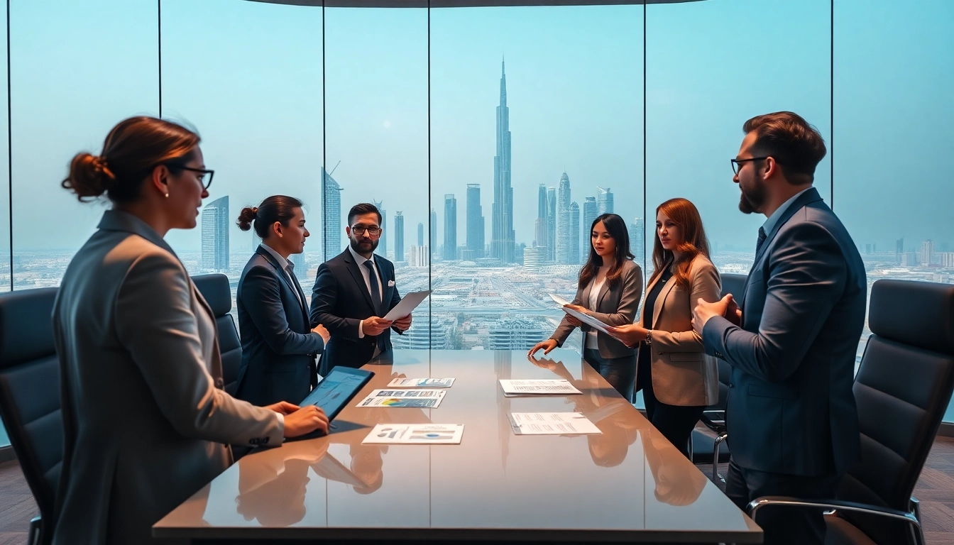 Business Consultants in Dubai collaborating professionally in a modern office setting.