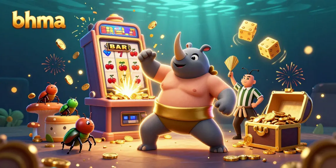 bhma celebrates winning moments at a vibrant 3D casino illustration featuring beetle champions.