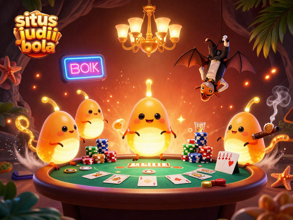 Experience thrilling action at situs judi bola with vibrant 3D illustration of casino elements.