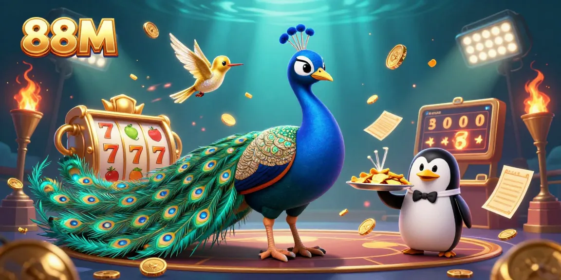 Experience excitement with 88M’s vibrant casino atmosphere showcasing colorful slot reels.