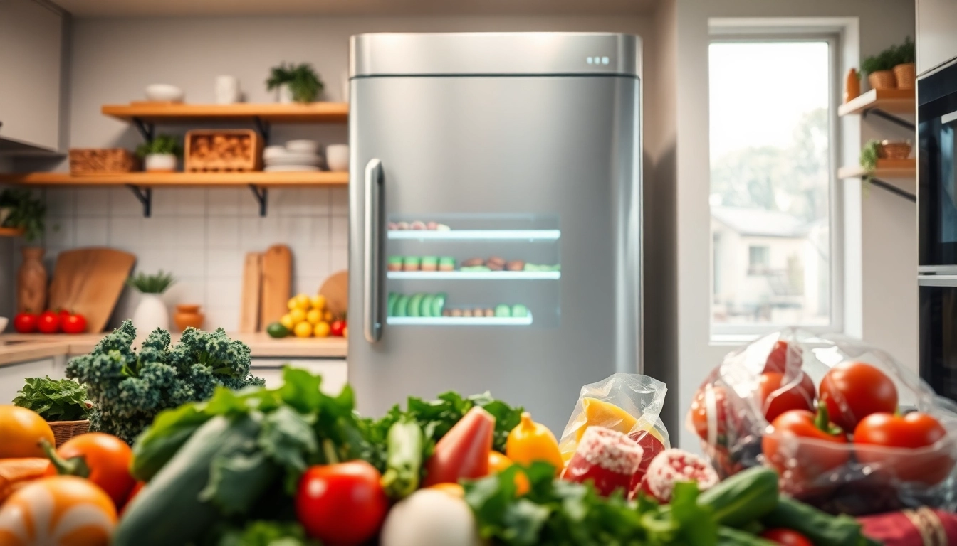 Freezer organized with fresh ingredients, emphasizing quality and reliability in a modern kitchen.