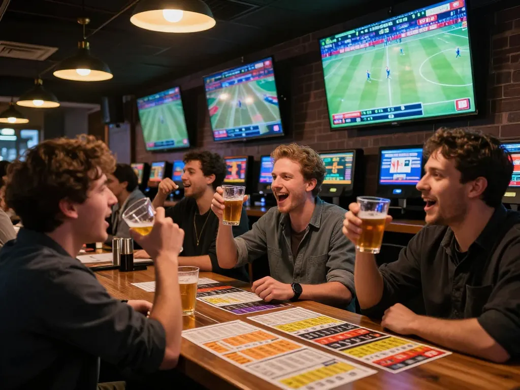 Enthusiastic fans celebrating sports betting moments on SHBET with live action.