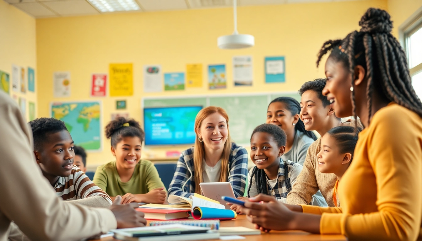 Engaged students in a vibrant educational environment emphasizing modern education practices.