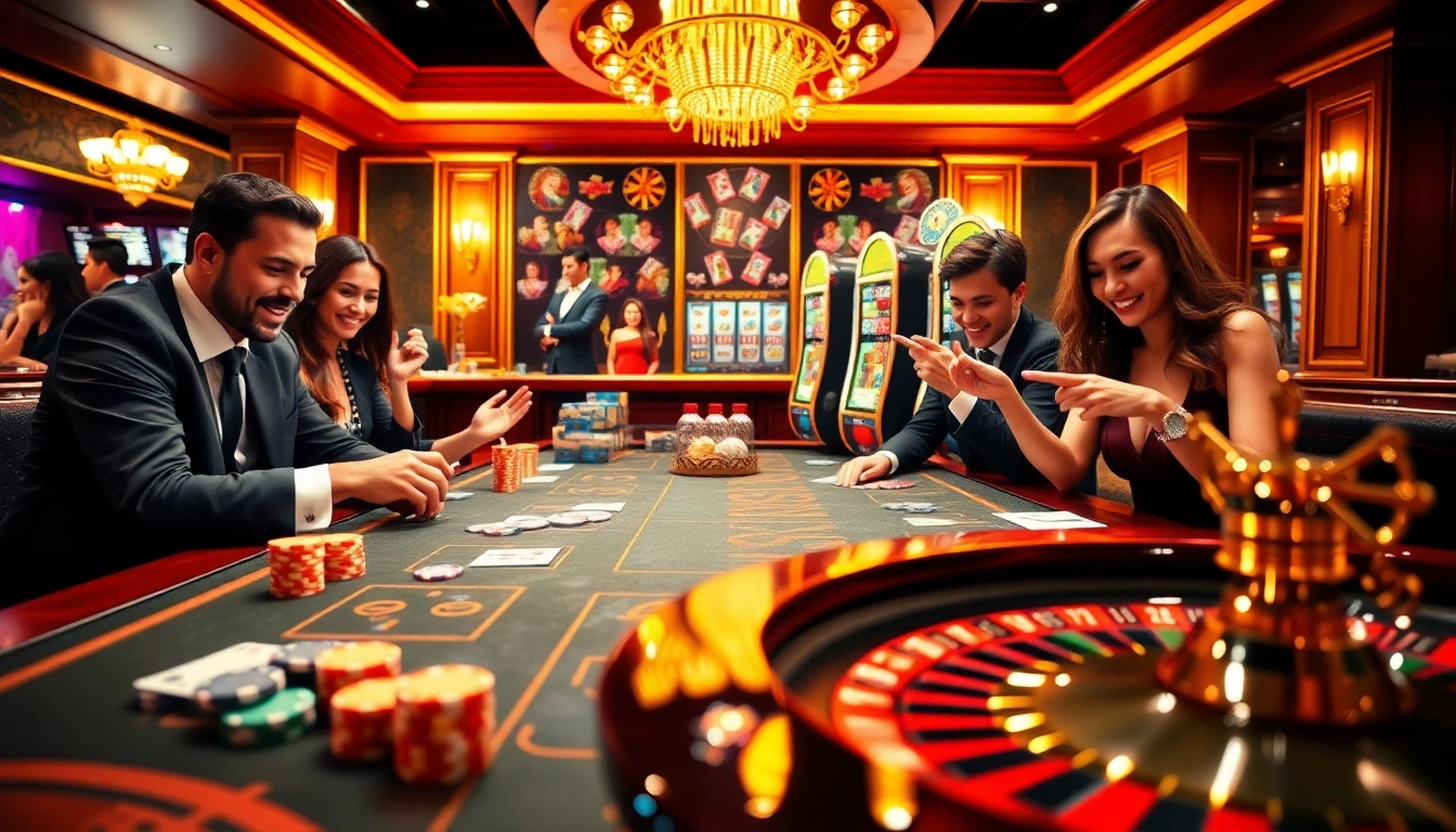 Scène de casino passionnante illustrant les éléments de jeu en ligne mettant en avant casino en ligne France fiable.