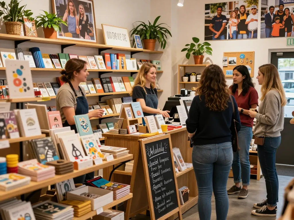 Local shop showcasing community engagement with friendly interaction and vibrant products at https://forumup.org/shop/search.php?ca_id=&addr1=&addr2=&addr3=&schKeyword=.