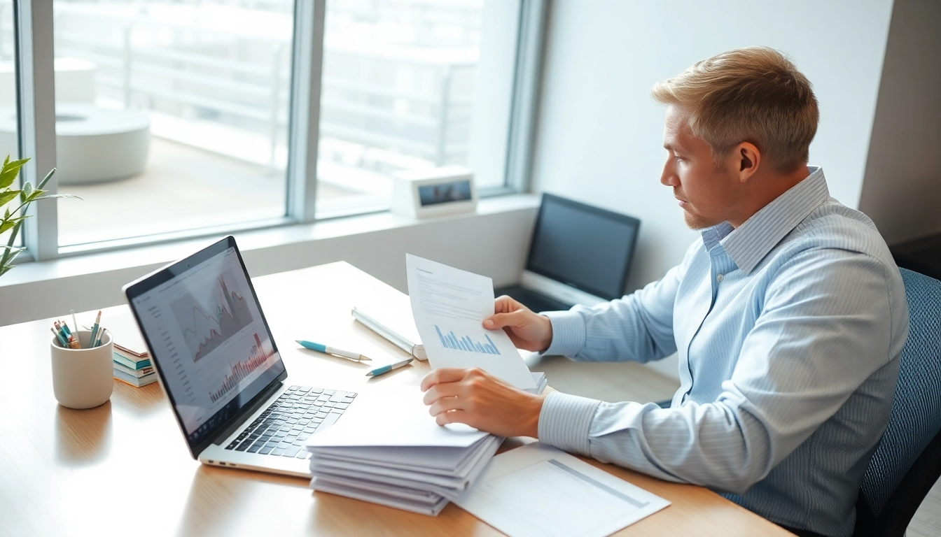 Fast warranty claim decisions made by a professional at a sleek desk with modern appliances.
