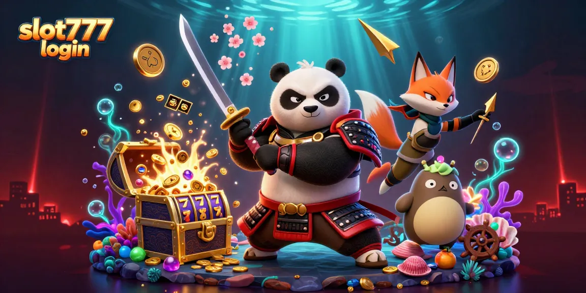 Engage with exciting slot777 login action in a colorful, enchanted casino scene with unique characters.