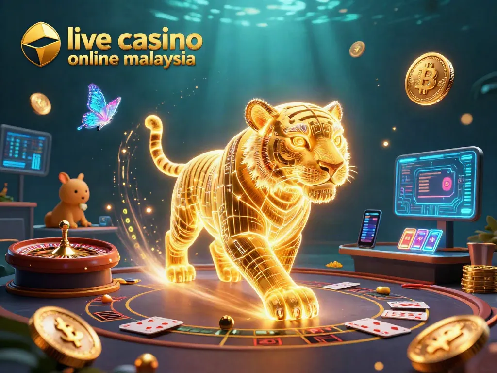 Play engaging live casino online malaysia games with a dynamic 3D golden tiger illustration.