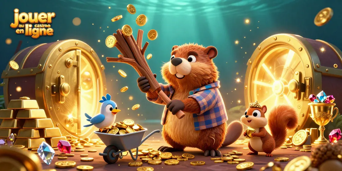 Jouez au casino en ligne avec des personnages animés collectant des pièces d'or dans une scène festive.