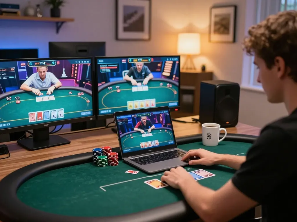 Engaged player strategizing poker games on TR88 in a modern online setup