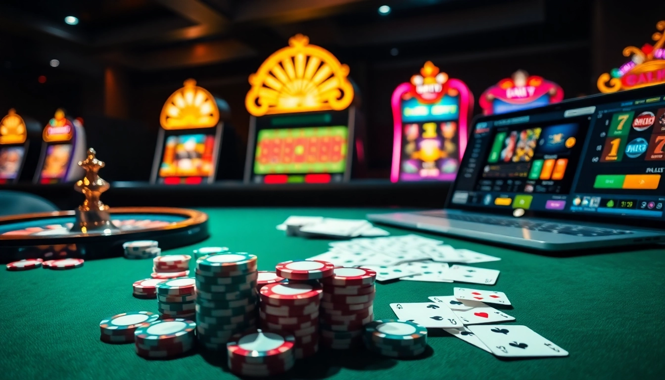 L'excitation du casino en ligne france fiable avec des jetons de poker, de la roulette et des machines à sous dans un cadre luxueux.