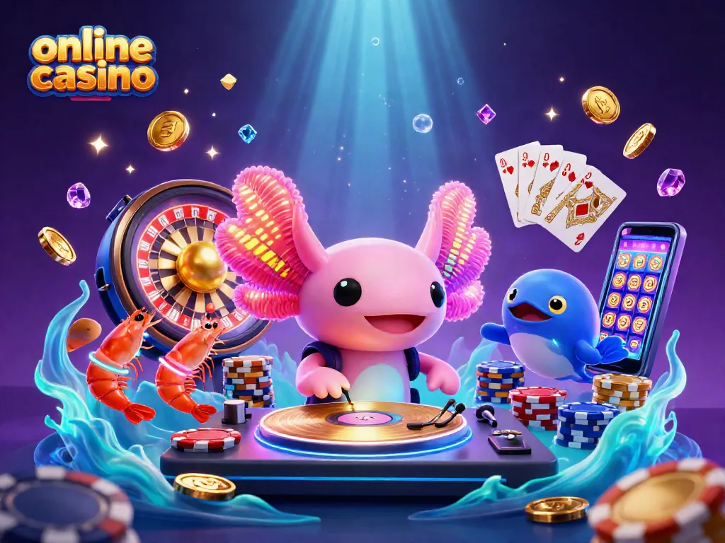Scopri i migliori giochi nei casino online, con un DJ assieme a granchi danzanti e pesci animati in un'atmosfera vibrante.