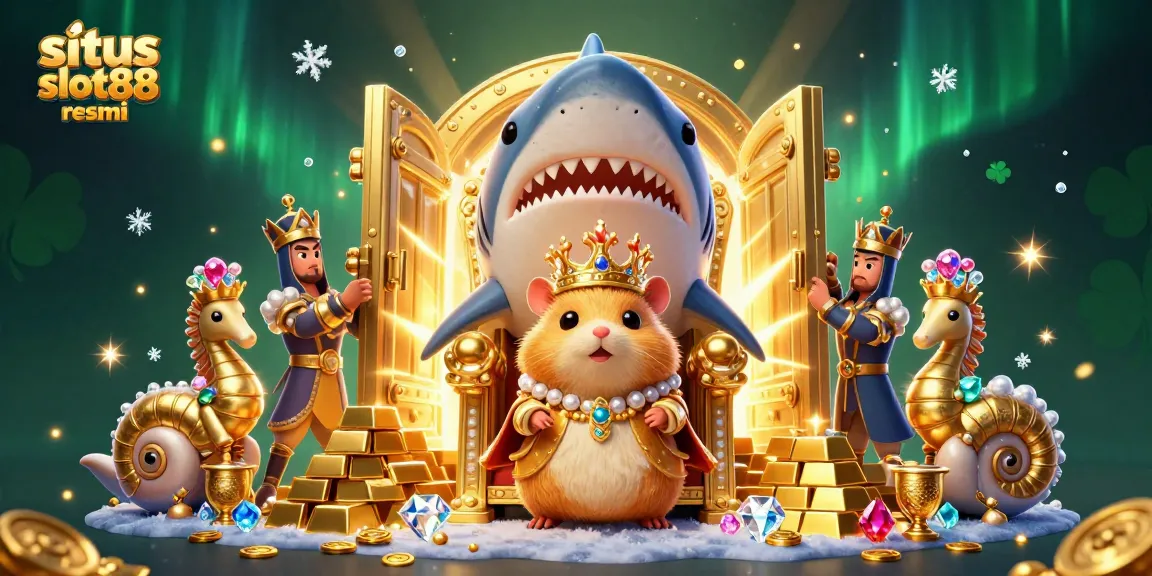 Permainan seru di situs slot88 resmi dengan tema raja hamster dan harta karun yang berkilauan.