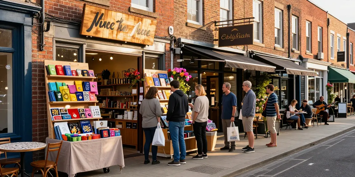 Exploring local shops in vibrant street market, showcasing unique goods and artisan crafts.
