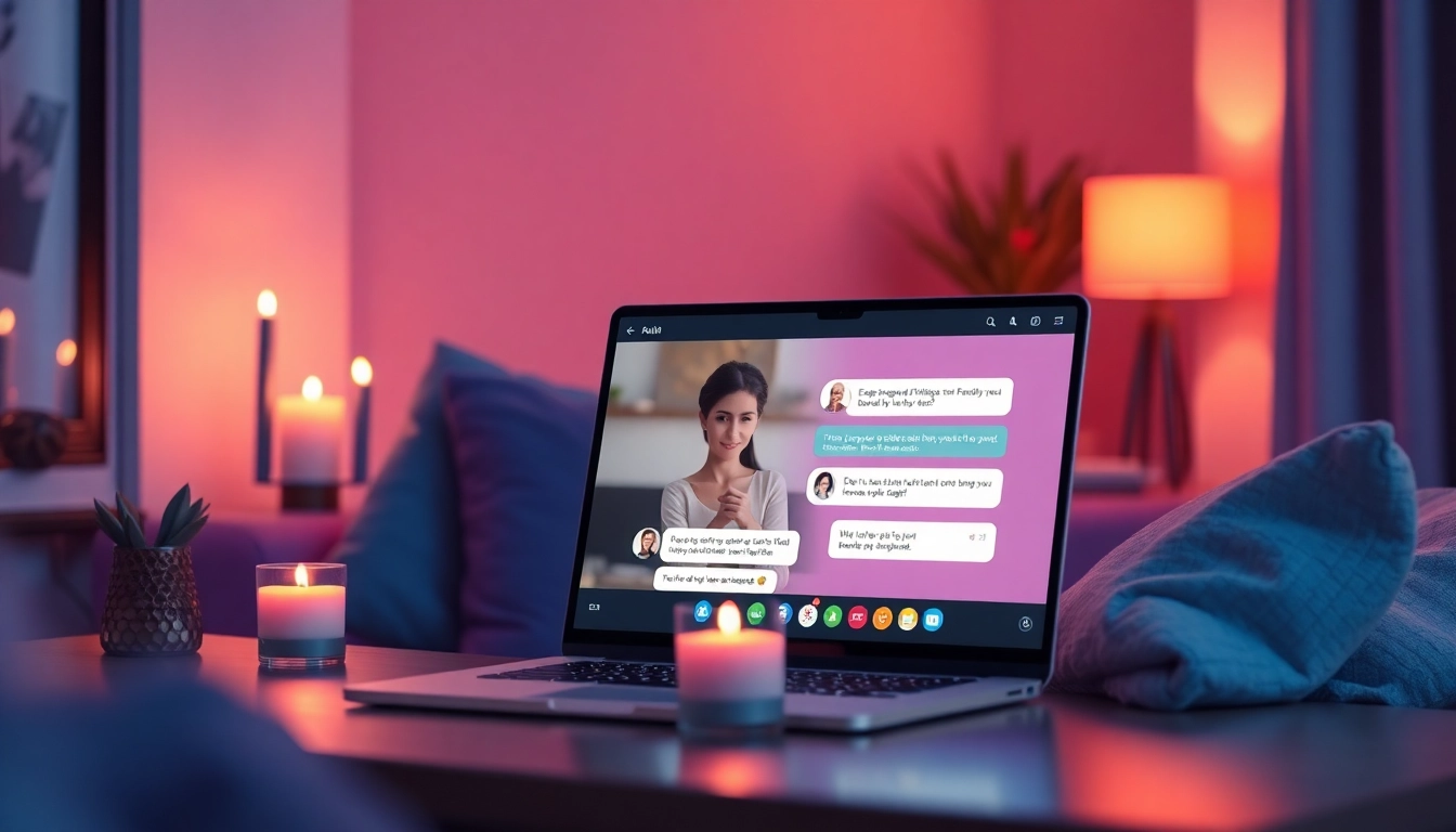 Engaging interface of sex chat AI showcasing intimate chat interactions in a cozy setting.