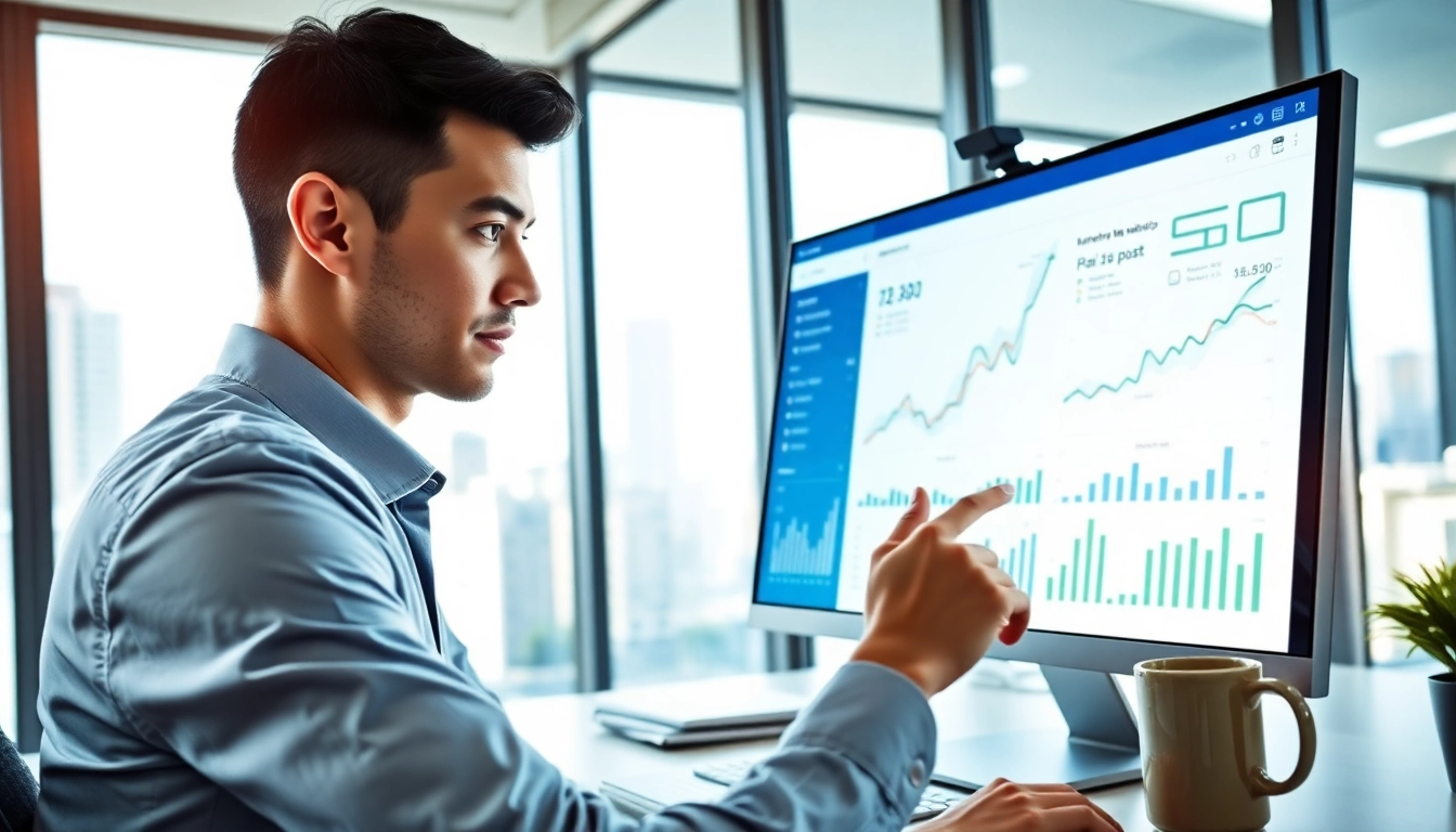 Enhancing SEO performance through a data-driven analysis session in an office.