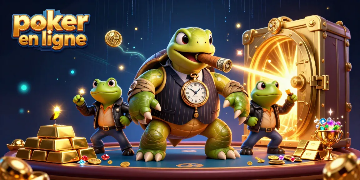 Jouez au poker en ligne avec des personnages animés dans une scène dynamique et riche en détails.