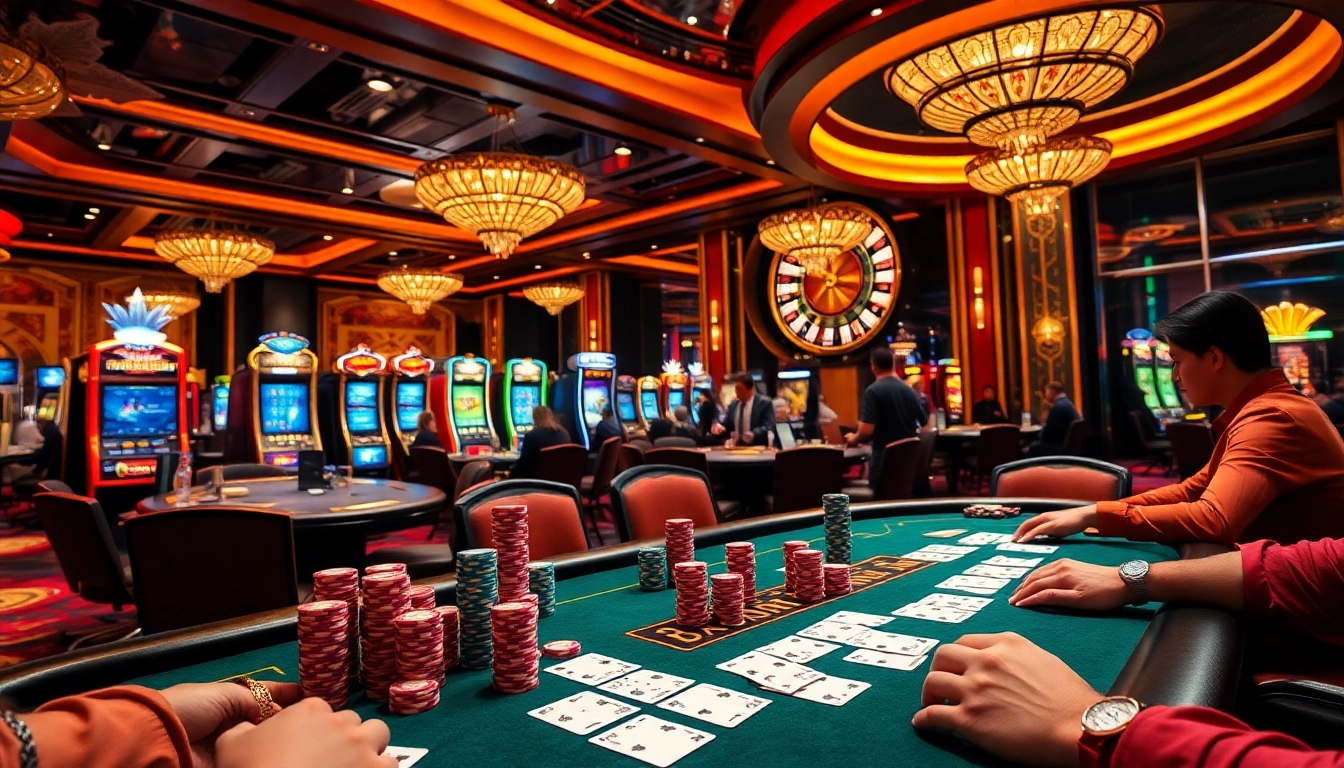 Engagez-vous avec les passionnés de casino en ligne France à une table de poker excitante avec des jetons et des cartes vibrants.