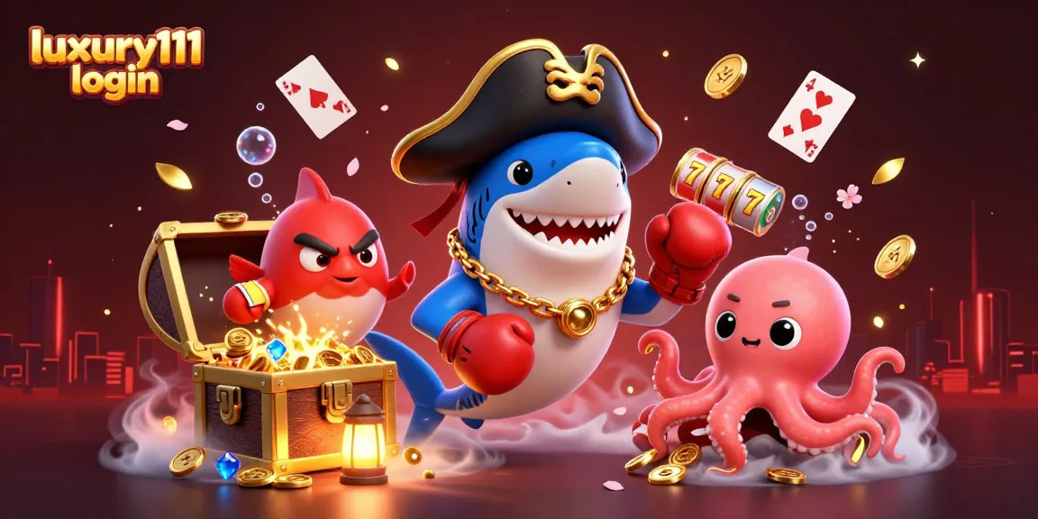 Engage with luxury111 login through an exciting underwater adventure featuring vibrant cartoon characters and casino elements.