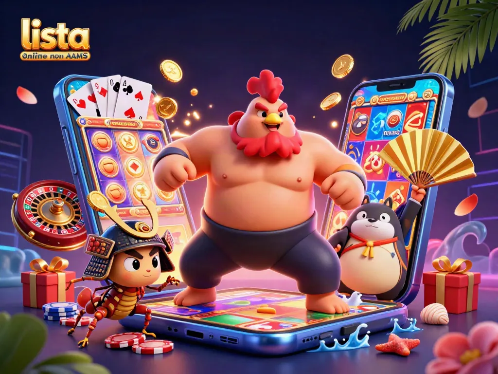 Giocatori esplorano la lista casino online non AAMS in un'illustrazione vivace con elementi di gioco interattivi.