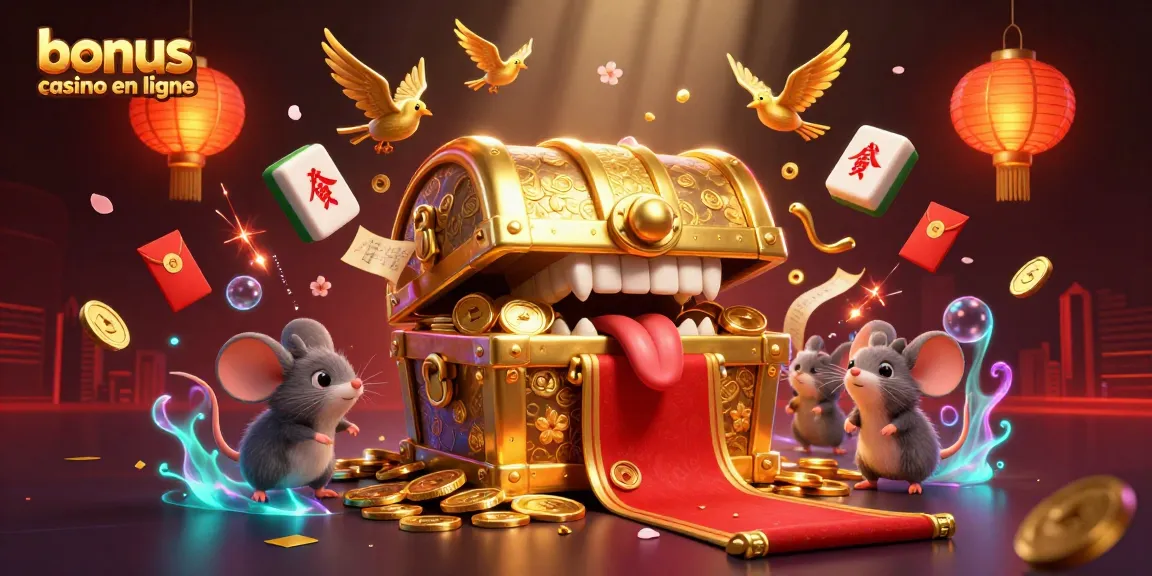 Offre de bonus casino en ligne avec des personnages ludiques au cœur d'une scène animée et colorée.