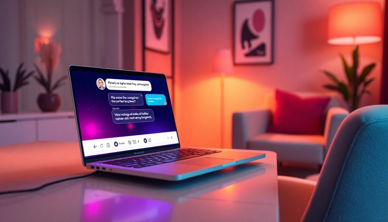 Engaging scene of a cozy digital chat space focusing on sex chat AI interactions.