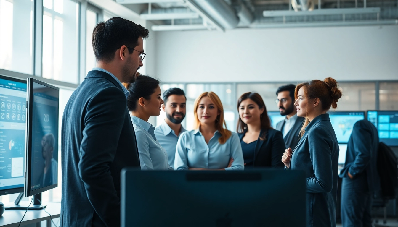 Engage with managed it services near me in a modern office space with professionals collaborating.