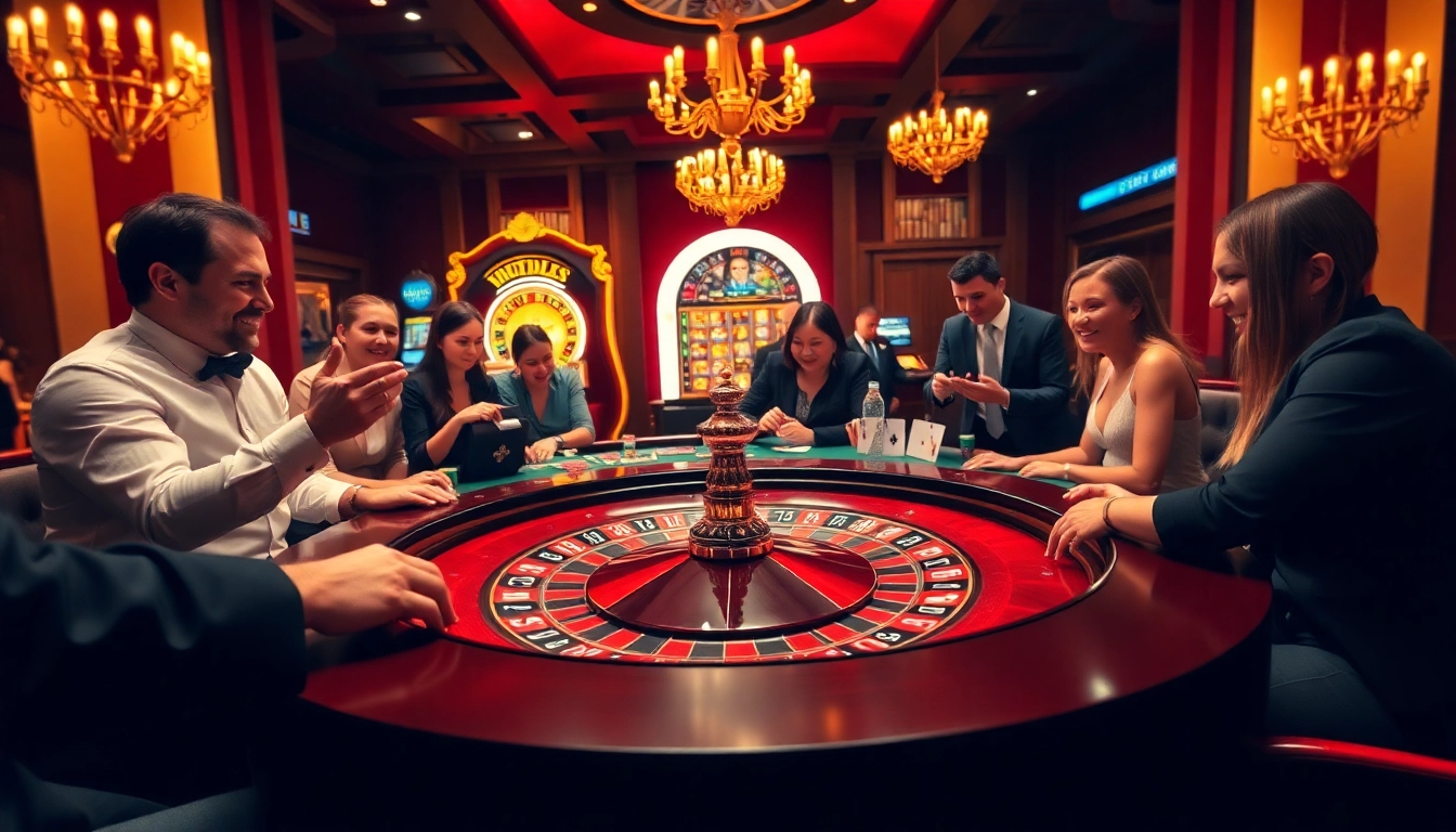 Engaging players strategizing bets at Jogoluck's lively casino table.