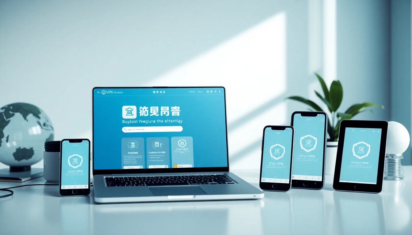 快连下载：展示在多设备上运行的 VPN 应用的现代数字工作空间，推广安全的互联网访问。