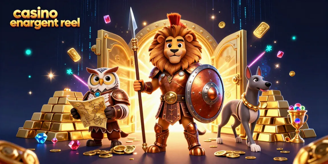 Jouer dans un casino en argent réel, illustré avec un lion en armure, un hibou stratège et un lévrier messenger.
