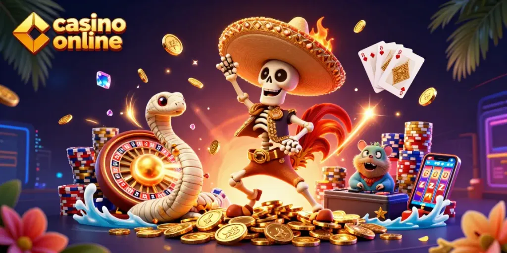Disfruta del casino online y juega con suerte en un ambiente vibrante lleno de oro.