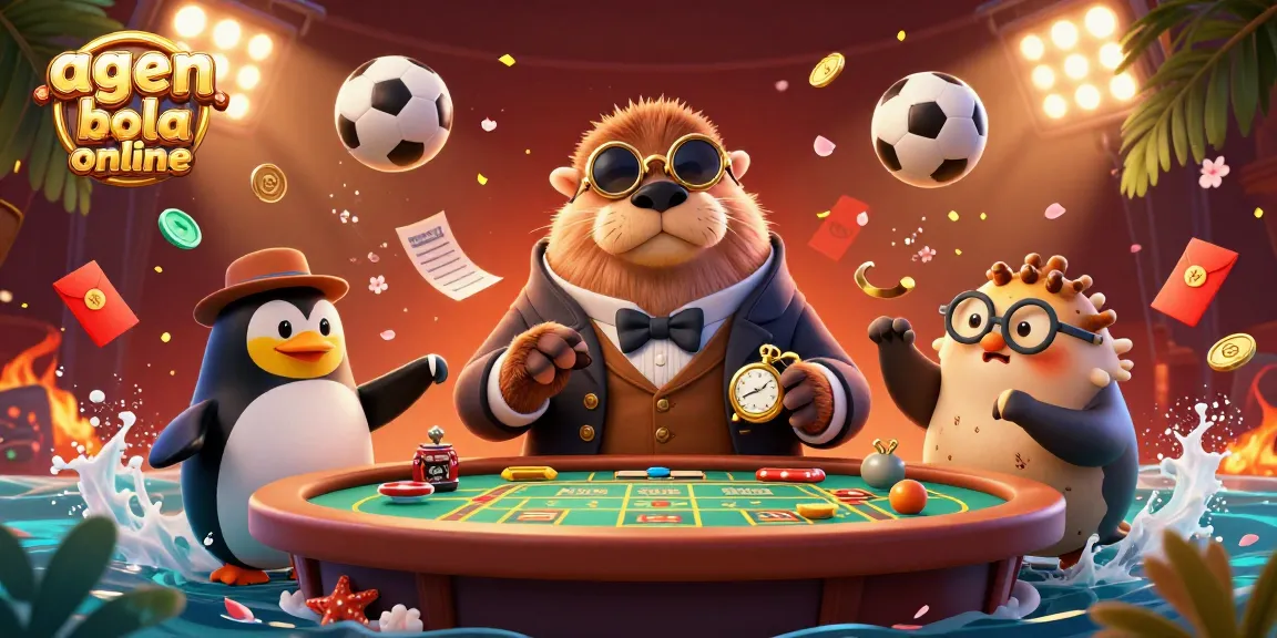 Experience thrilling sports bets with agen bola online in this vibrant 3D illustration.
