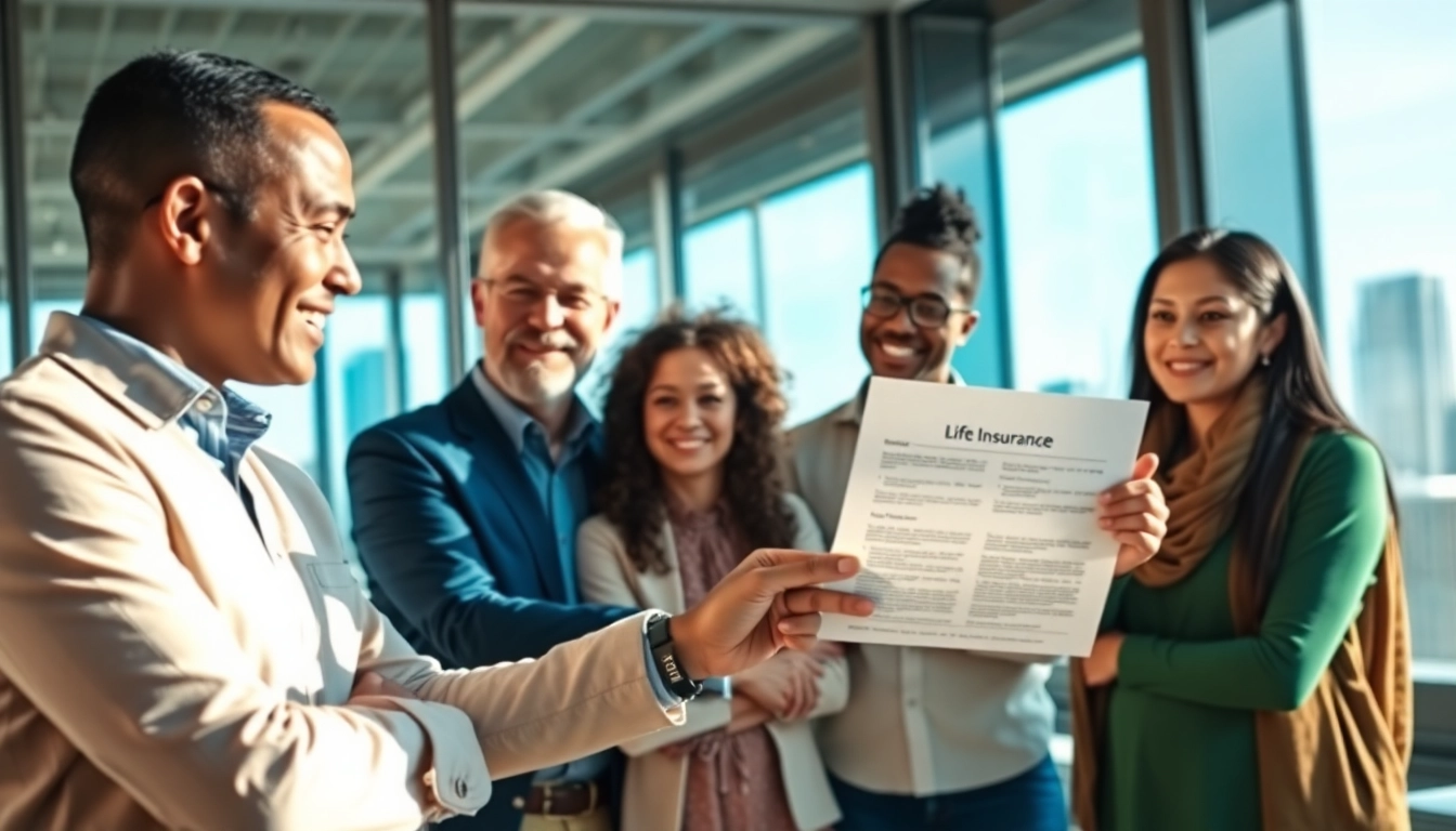 Engaging life insurance consultation highlighting the importance of coverage with a family.