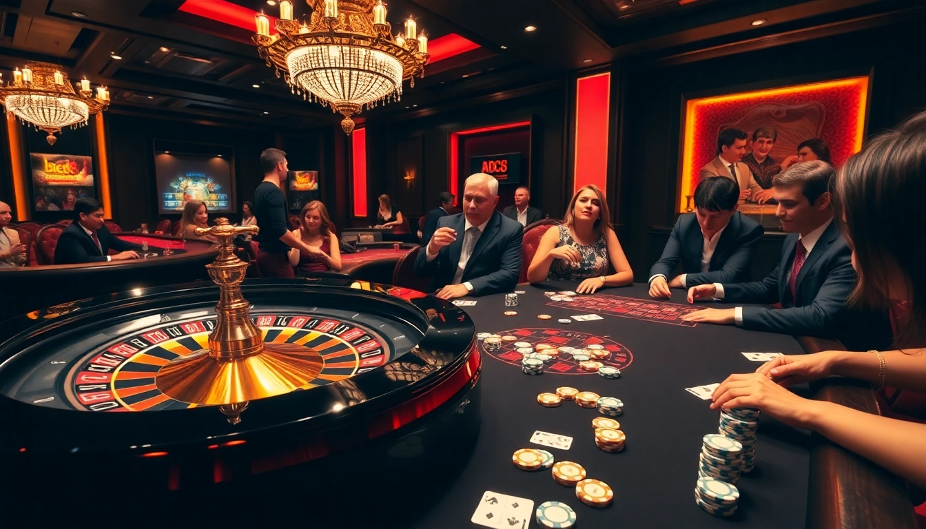 ABC8 players strategizing during an exciting poker game in a luxurious casino setting.