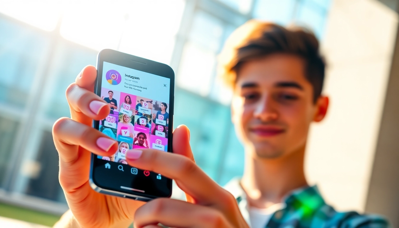 インスタ いいね 購入を反映した人気のInstagramフィードを表示するスマートフォン。