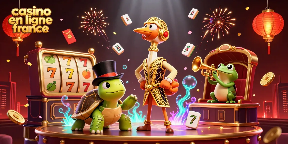 Visualisez le casino en ligne France avec des personnages colorés jouant à des machines à sous animées.