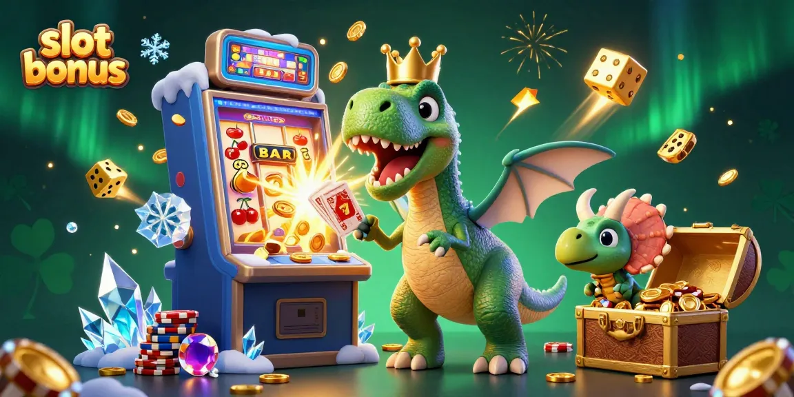 Watch the T-Rex shuffle cards alongside its pterodactyl assistant in this dynamic slot bonus-themed illustration.