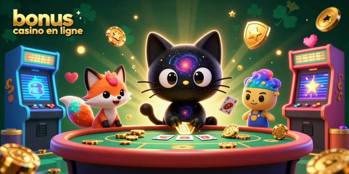 Gagnez avec des bonus casino en ligne en jouant à une illustration cartoon colorée de jeu.