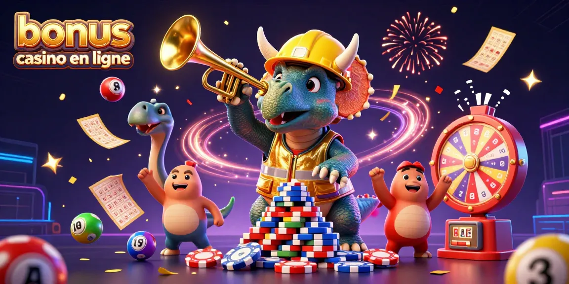 Vivez une expérience immersive de bonus casino en ligne avec notre illustration dynamique, mettant en scène des personnages 3D.