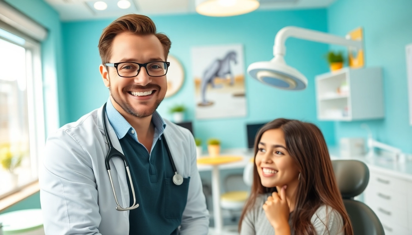 Orthodontist Edmonton helping a patient in a welcoming clinic atmosphere.