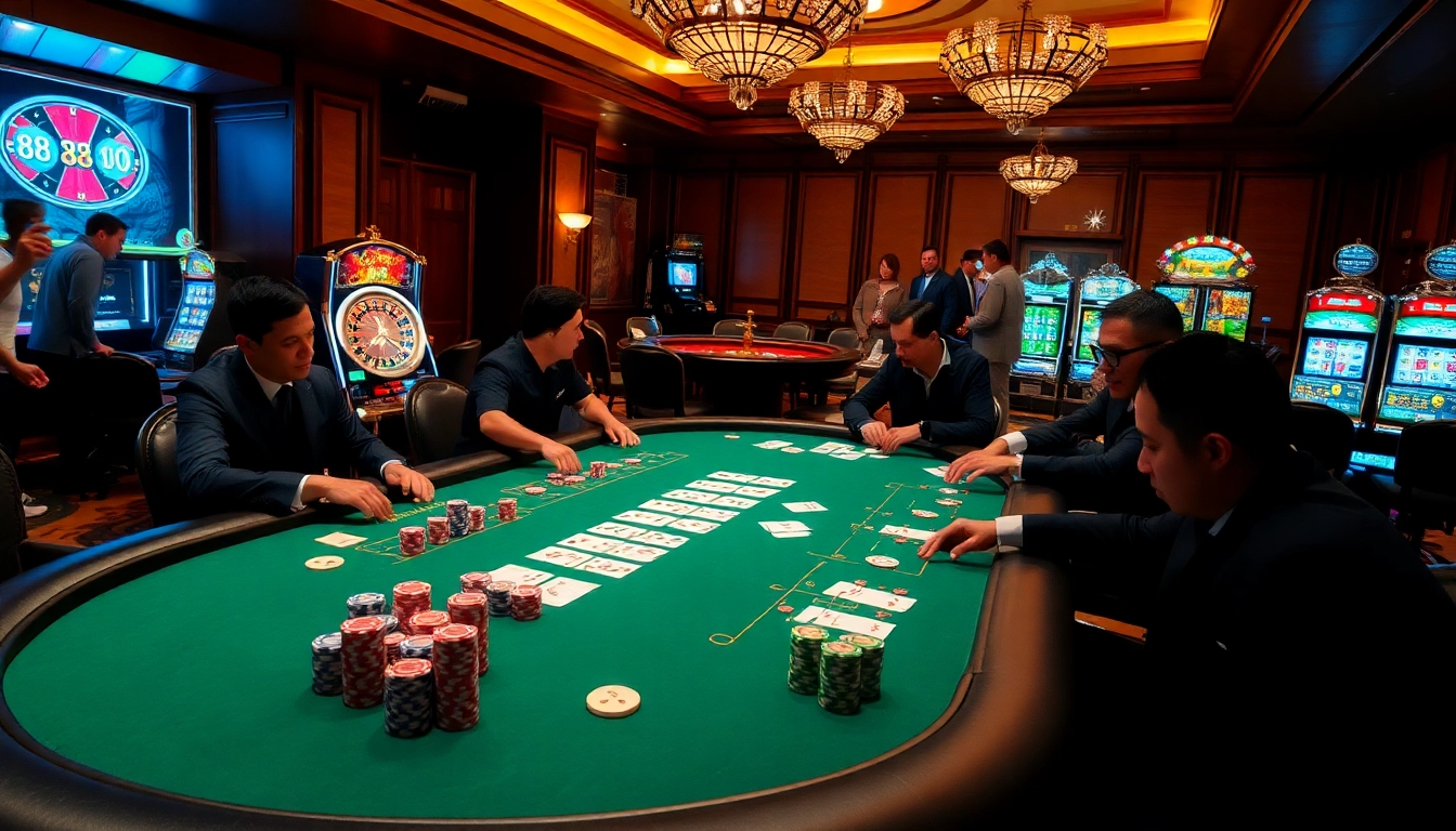 Experience the excitement of casino gaming with https://88xx.now/ as players engage around a vibrant poker table.
