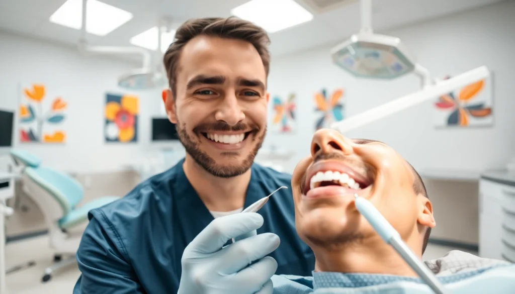 Experienced dentist examining a patient's teeth in a modern clinic.