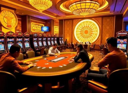 Experience the excitement of high-stakes gambling at https://lc88tv.com/ with professional poker players and vibrant casino elements.